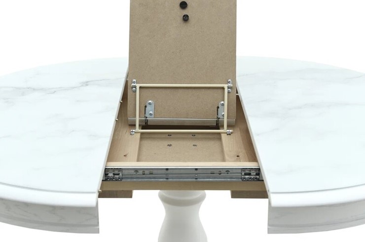Кухонный раскладной стол Фабрицио-1 Glass, Круг 1000, фотопечать (Мрамор 11) в Абакане - изображение 8