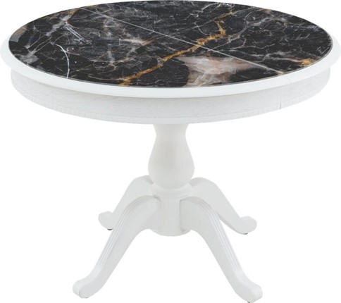 Кухонный раздвижной стол Фабрицио-1 Glass Круг 820, Фотопечать (Мрамор №10) в Абакане - изображение