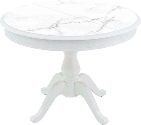Кухонный стол раскладной Фабрицио-1 Glass Круг 820, Фотопечать (Мрамор №2) в Абакане - изображение