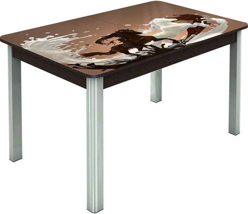 Обеденный раздвижной стол Гамбург исп. Мини, ноги метал. крашеные №23, Фотопечать (Кофе №18) в Абакане - изображение