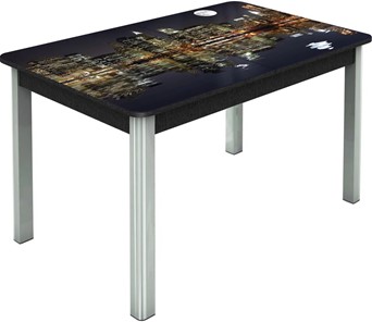 Кухонный стол раскладной Гамбург исп.1 ноги метал. крашеные №23, Фотопечать (Города №8) в Абакане