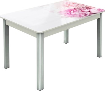 Кухонный раздвижной стол Гамбург исп.2 ноги метал. крашеные №23, Фотопечать (Цветы №49) в Абакане - предосмотр