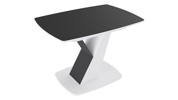 Обеденный раздвижной стол Гарда тип 1, цвет Белый/Стекло матовое черный графит в Абакане