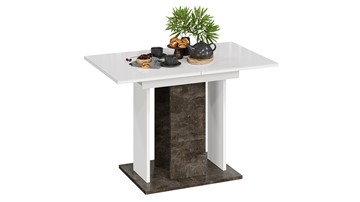 Кухонный стол раскладной Кёльн тип 1 (Ателье темный, Белый, Стекло Белый глянец) в Абакане