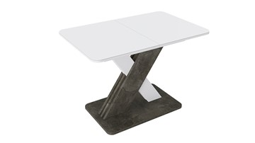 Кухонный раскладной стол Люксембург тип 1 (Белый/Ателье темный/Стекло белое матовое) в Абакане