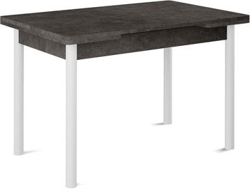 Кухонный стол раскладной Милан-1 EVO, ноги металлические белые, серый камень в Абакане - предосмотр