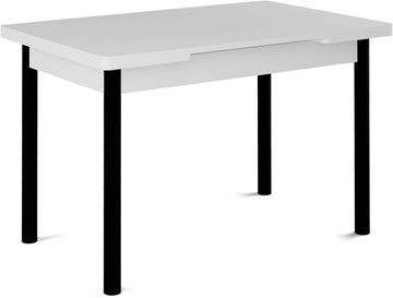 Обеденный раздвижной стол Милан-1 EVO, ноги металлические черные, белый цемент в Абакане - предосмотр
