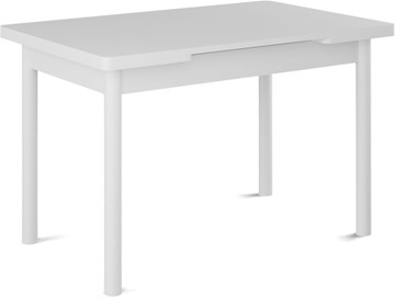 Обеденный раздвижной стол Милан-2 EVO, ноги белые, белый цемент в Абакане
