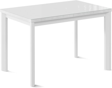 Кухонный стол раскладной Нагано-2G (ноги металлические белые, стекло cristal/белый цемент) в Абакане