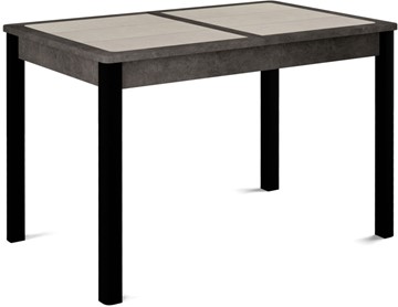Кухонный стол раздвижной Ницца-1 ПЛ (ноги черные, плитка бежевая/серый камень) в Абакане