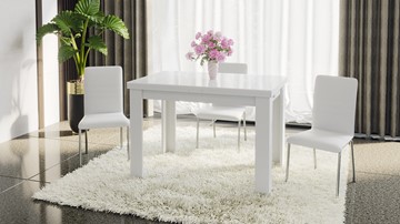 Кухонный стол раскладной Норман тип 1, цвет Белый/Стекло белый глянец в Абакане - предосмотр 4