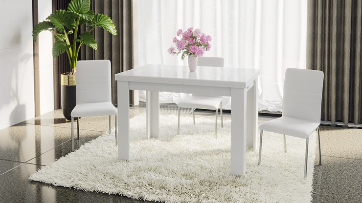 Кухонный стол раскладной Норман тип 1, цвет Белый/Стекло белый глянец в Абакане - изображение 4
