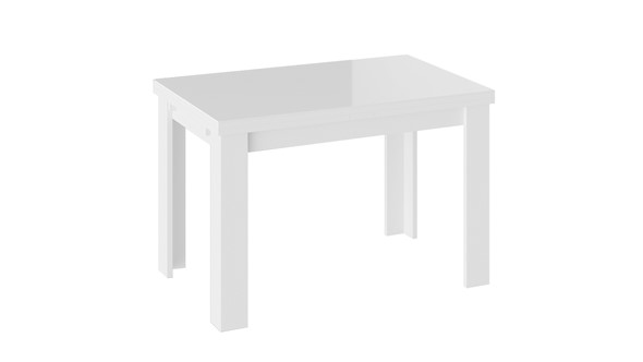 Кухонный стол раскладной Норман тип 1, цвет Белый/Стекло белый глянец в Абакане - изображение