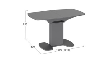 Обеденный раздвижной стол Портофино (СМ(ТД)-105.02.11(1)), цвет Серое/Стекло серое матовое LUX в Абакане - предосмотр 1