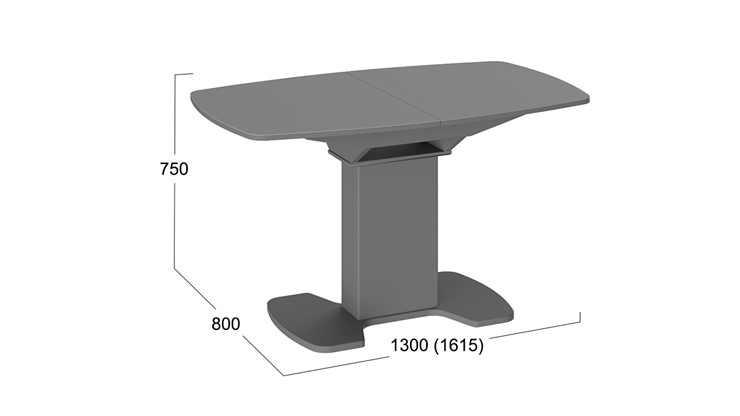 Обеденный раздвижной стол Портофино (СМ(ТД)-105.02.11(1)), цвет Серое/Стекло серое матовое LUX в Абакане - изображение 1