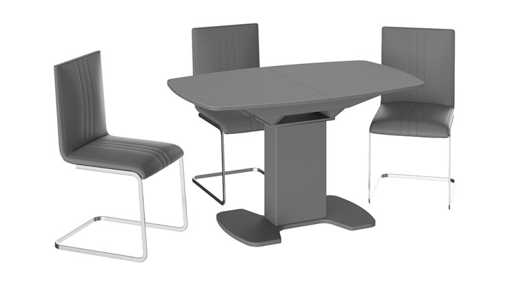 Обеденный раздвижной стол Портофино (СМ(ТД)-105.02.11(1)), цвет Серое/Стекло серое матовое LUX в Абакане - изображение 2