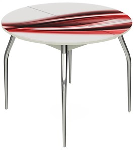 Кухонный стол раскладной Ривьера - Круг, ноги метал. крашеные №24, ФП (Текстура №50) в Абакане