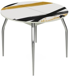 Кухонный раскладной стол Ривьера - Круг, ноги метал. крашеные №24, ФП (Текстура №77) в Абакане