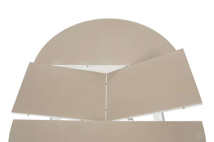 Кухонный стол раздвижной Ривьера исп. круг хром №5 (стекло белое/черный) в Абакане - изображение 4