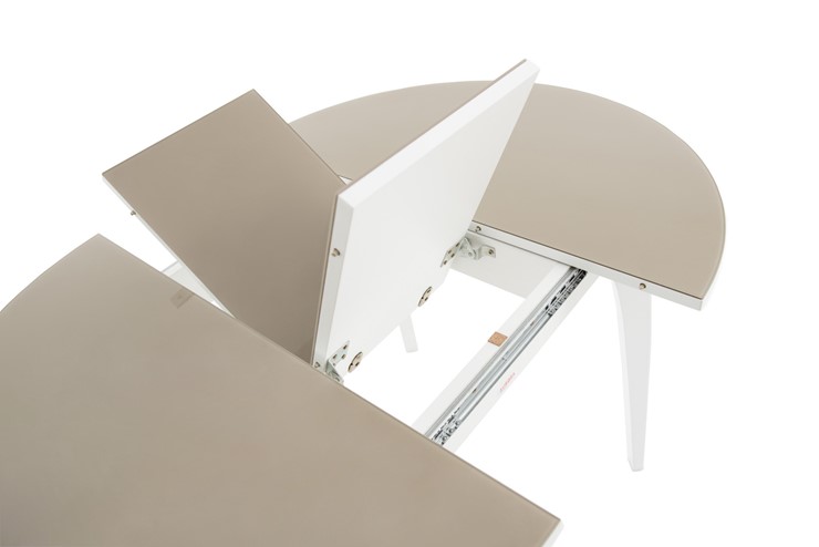 Кухонный стол раздвижной Ривьера исп. круг хром №5 (стекло белое/черный) в Абакане - изображение 5