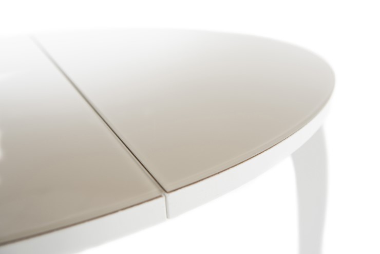 Кухонный стол раздвижной Ривьера исп. круг хром №5 (стекло белое/черный) в Абакане - изображение 6