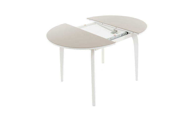 Кухонный стол раздвижной Ривьера исп. круг хром №5 (стекло белое/черный) в Абакане - изображение 7