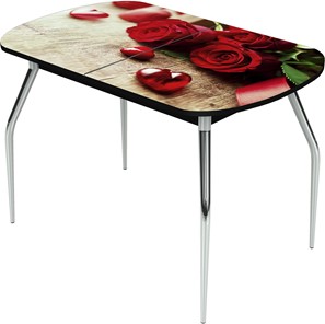 Кухонный стол раздвижной Ривьера исп.1 ноги метал. крашеные №24 Фотопечать (Цветы №33) в Абакане
