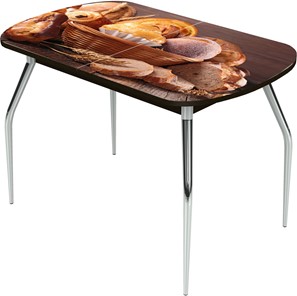 Кухонный стол раскладной Ривьера исп.1 ноги метал. крашеные №24 Фотопечать (Хлеб №3 в Абакане