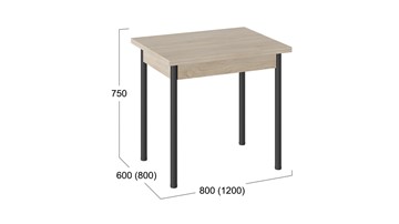 Кухонный стол раздвижной Родос тип 2 с опорой d40 (Черный муар/Дуб Сонома) в Абакане - предосмотр 2