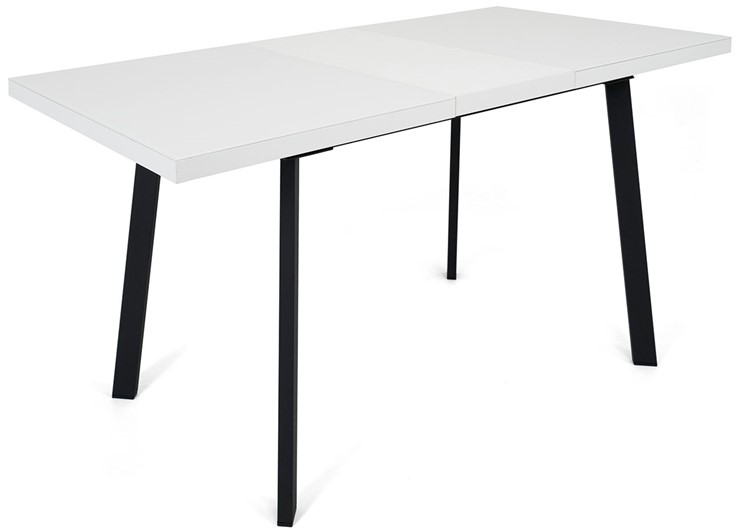 Кухонный стол раскладной Сальвадор-2G (ноги черные, стекло cristal/белый цемент) в Абакане - изображение 3