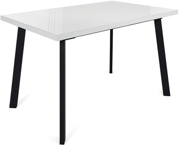 Кухонный стол раскладной Сальвадор-2G (ноги черные, стекло cristal/белый цемент) в Абакане