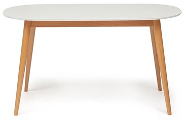 Кухонный стол MAX (Макс) бук/мдф 140х80х75 Белый/Натуральный Бук арт.10462 в Абакане