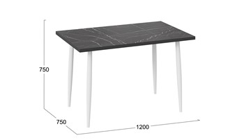 Обеденный стол Невада ДП1-02-08 (Черный мрамор/Белый) в Абакане - предосмотр 3