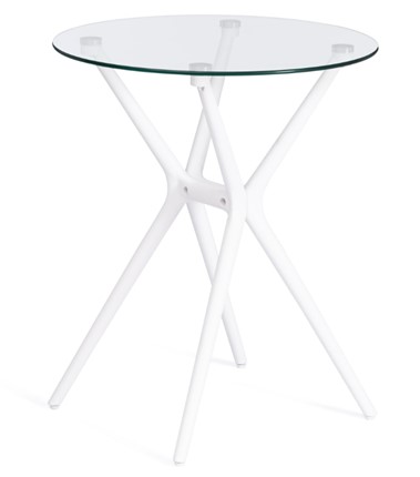 Обеденный стол PARNAVAZ (mod. 29) пластик/стекло, 60х60х70,5 прозрачный/белый арт.19697 в Абакане - изображение