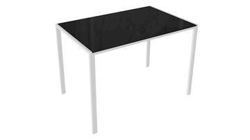 Обеденный стол Торрес тип 1 (Белый муар/Черный глянец) в Абакане