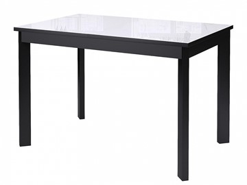 Кухонный раскладной стол Dikline Ls110, стекло белое/ножки черные в Абакане