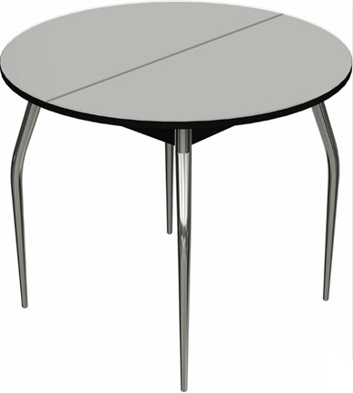 Кухонный стол раздвижной Ривьера исп. круг хром №5 (стекло белое/черный) в Абакане - изображение