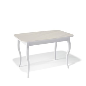 Кухонный раскладной стол Kenner 1200C (Белый/Стекло крем глянец) в Абакане