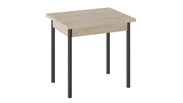 Кухонный стол раздвижной Родос тип 2 с опорой d40 (Черный муар/Дуб Сонома) в Абакане - изображение