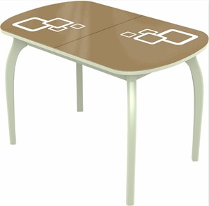 Раздвижной стол Ривьера мини дерево №1, Рисунок квадро (стекло капучино/белый/белый) в Абакане
