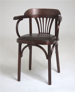 Обеденный стул Венский мягкий, кожзам коричневый/темный тон в Абакане