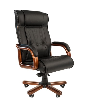 Кресло CHAIRMAN 653 кожа черная в Абакане - изображение