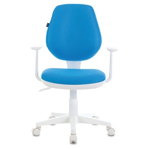Кресло компьютерное Brabix Fancy MG-201W (с подлокотниками, пластик белый, голубое) 532411 в Абакане - предосмотр 1
