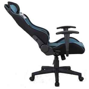 Офисное кресло Brabix GT Racer GM-100 (две подушки, ткань, черное/голубое) 531818 в Абакане - предосмотр 3