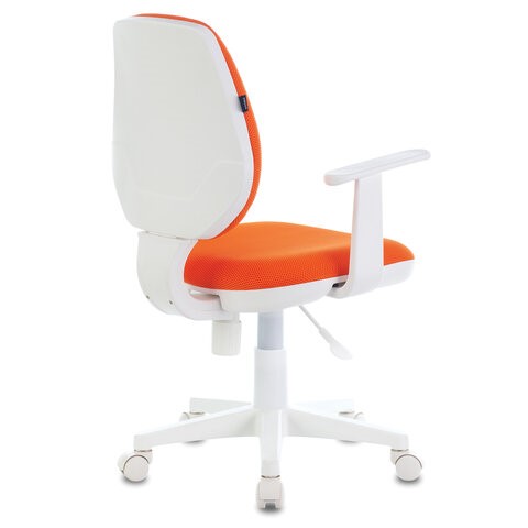 Офисное кресло Brabix Fancy MG-201W (с подлокотниками, пластик белый, оранжевое) 532410 в Абакане - изображение 2