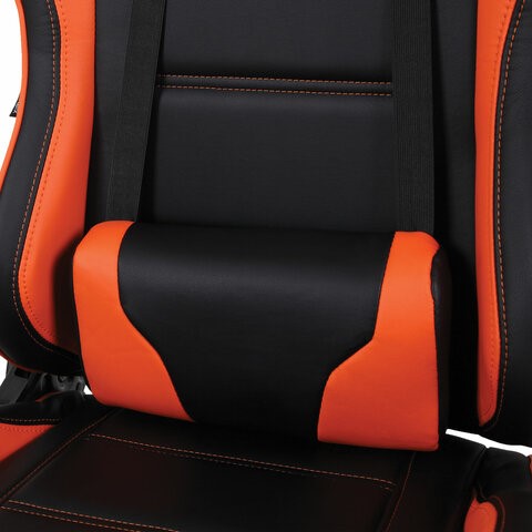 Кресло компьютерное Brabix GT Racer GM-100 (две подушки, экокожа, черное/оранжевое) 531925 в Абакане - изображение 7