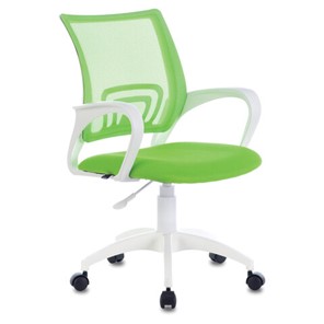 Офисное кресло Brabix Fly MG-396W (с подлокотниками, пластик белый, сетка, салатовое) 532403 в Абакане
