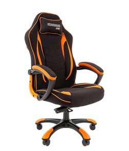 Кресло игровое CHAIRMAN GAME 28 Полиэстер комбинированная ткань оранжевый/черный в Абакане