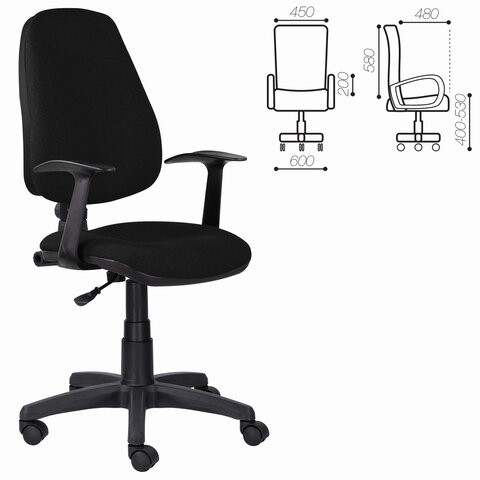 Офисное кресло Brabix Comfort MG-321, регулируемая эргономичная спинка, ткань, черное в Абакане - изображение 5