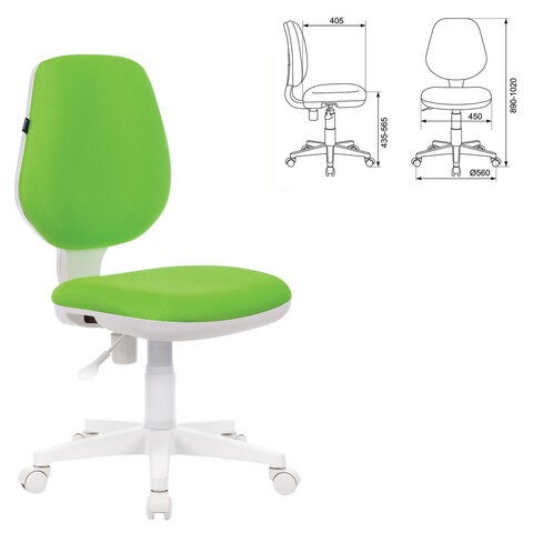 Офисное кресло Brabix Fancy MG-201W (без подлокотников, пластик белый, салатовое) 532414 в Абакане - изображение 4